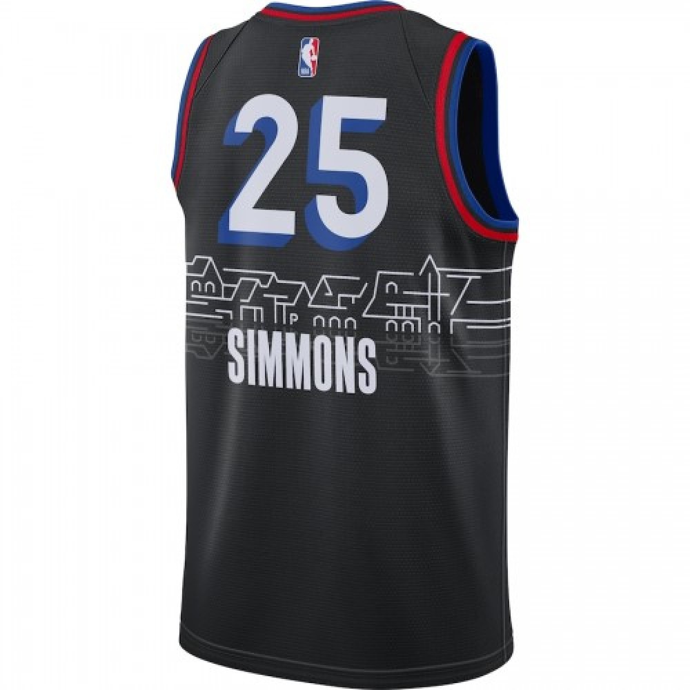 Men's Philadelphia 76ers Ben Simmons #25 Black 2020/21 Swingman Player Jersey–City Edition-Pro Kit Vault | Brand New 26/27 Sports Jerseys